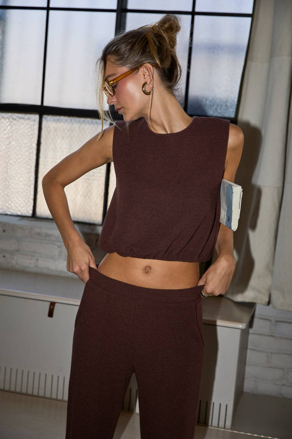 Round Neck Sleeveless Bubble Hem Top - Relaxed Tank