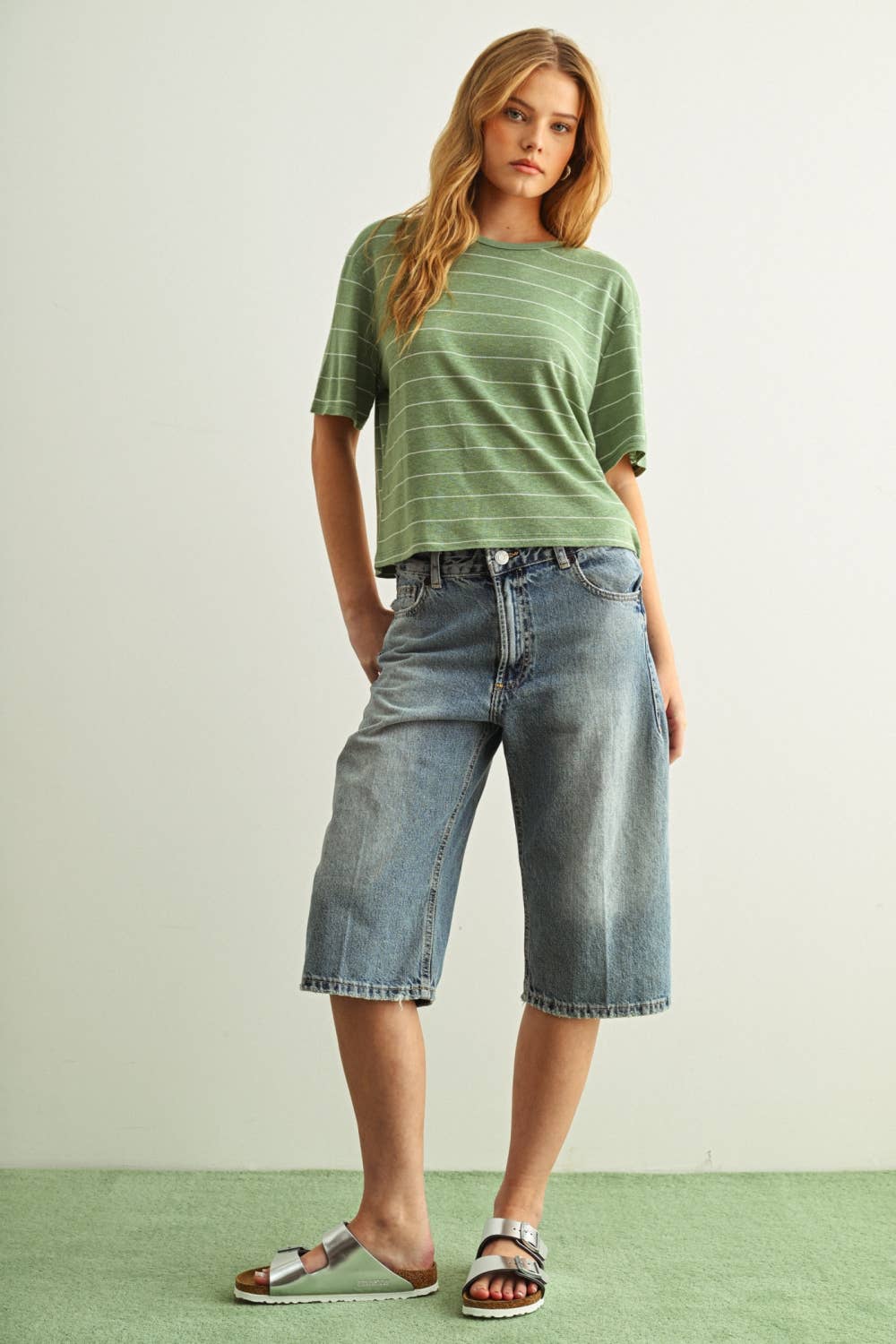 Stripe Cotton Linen Top