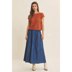 TIMELESS TEXTURED COTTON CABLE KNITTED SWEATER TOP