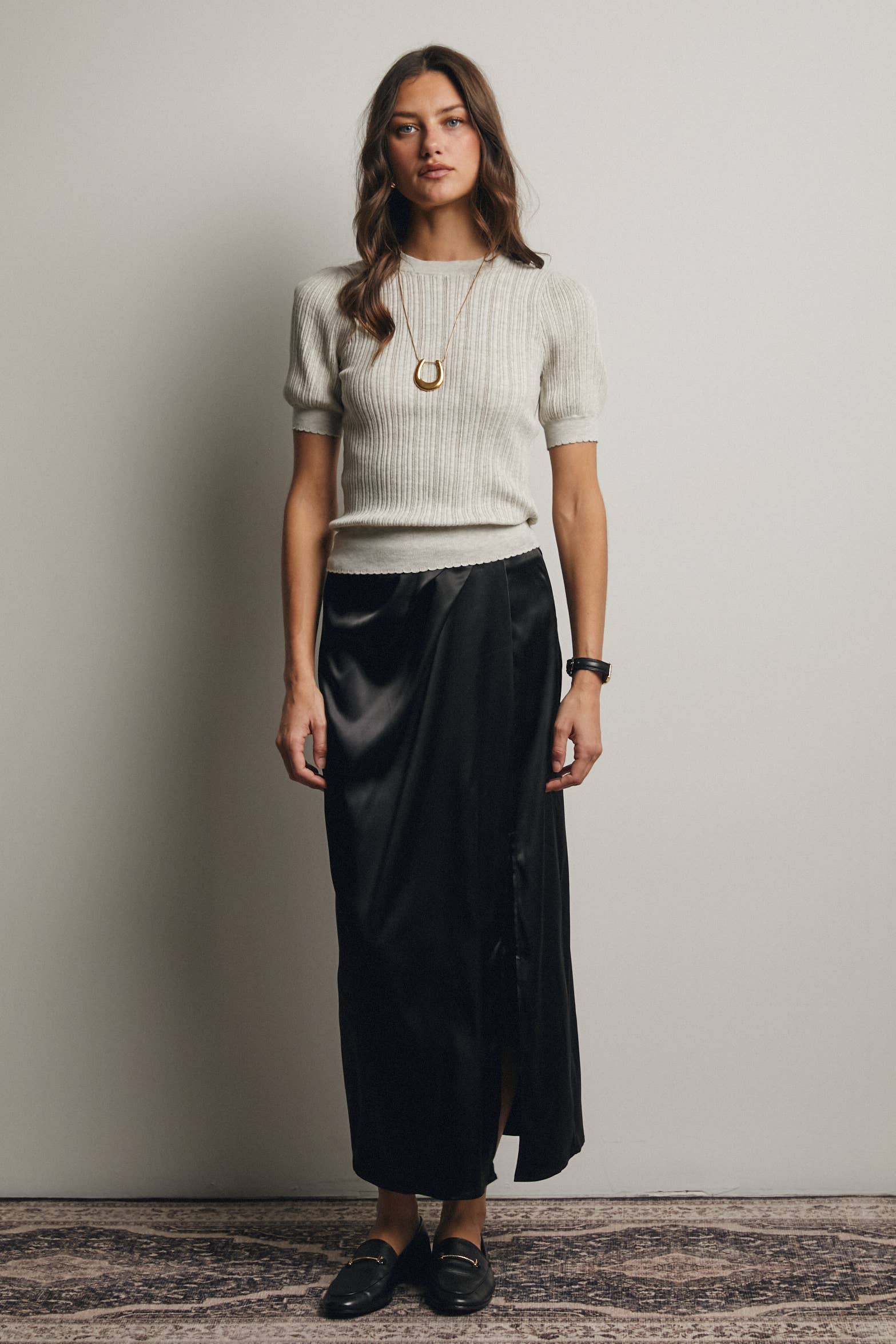 Textured Knit Puff Sleeve Top