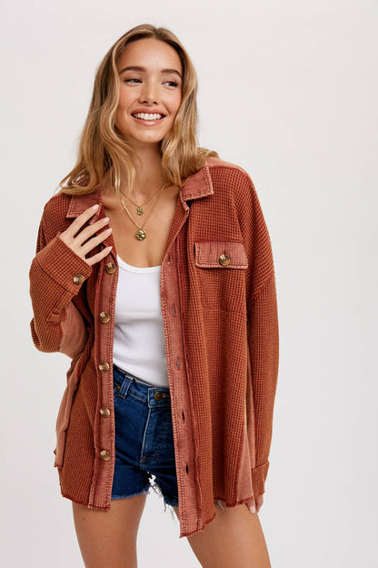 SLOUCHY WAFFLE KNIT JACKET