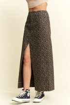 Leo Print Slit Skirt