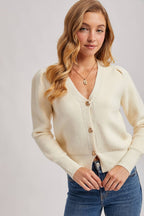 Button Down V-Neck Cardigan