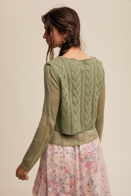 CABLE KNIT VEST PULLOVER