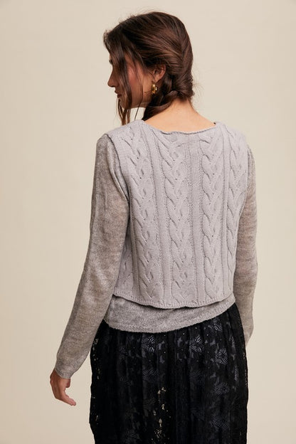 CABLE KNIT VEST PULLOVER