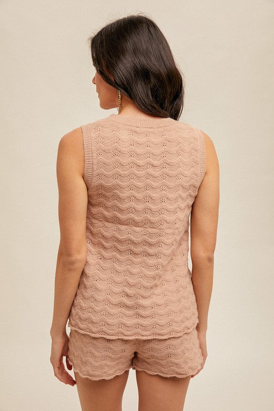 LACE KNIT TANK SWEATER