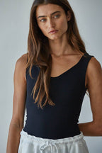 Double Layered Seamless U/V Neck Sleeveless Bodysuit