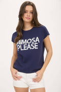 "MIMOSA PLEASE" SHORT SLEEVE PULLOVER SWEATER