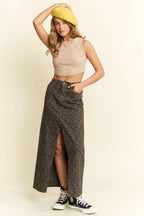 Leo Print Slit Skirt