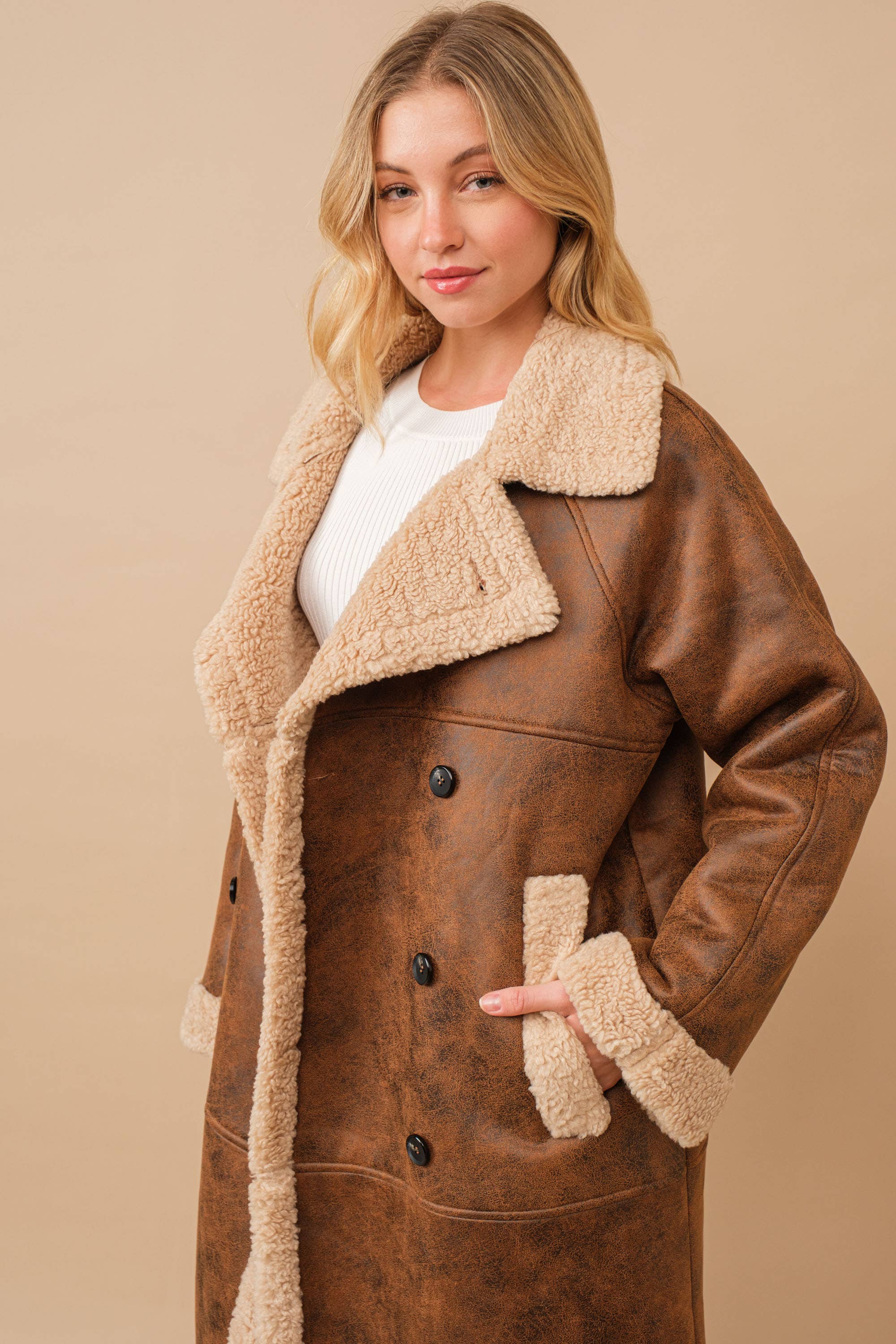 Faux Teddy Shearling Cozy Coat