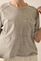 Easy Fit Mineral-Wash Slub Knit Tee – Heather Grey