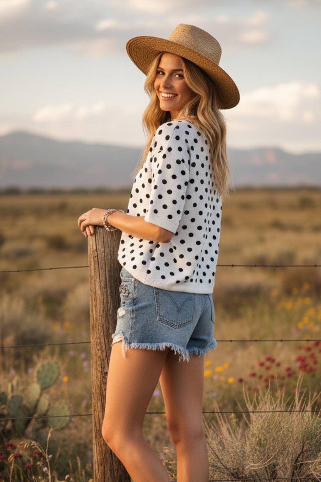 Oversized Polka Dot Sweater Top