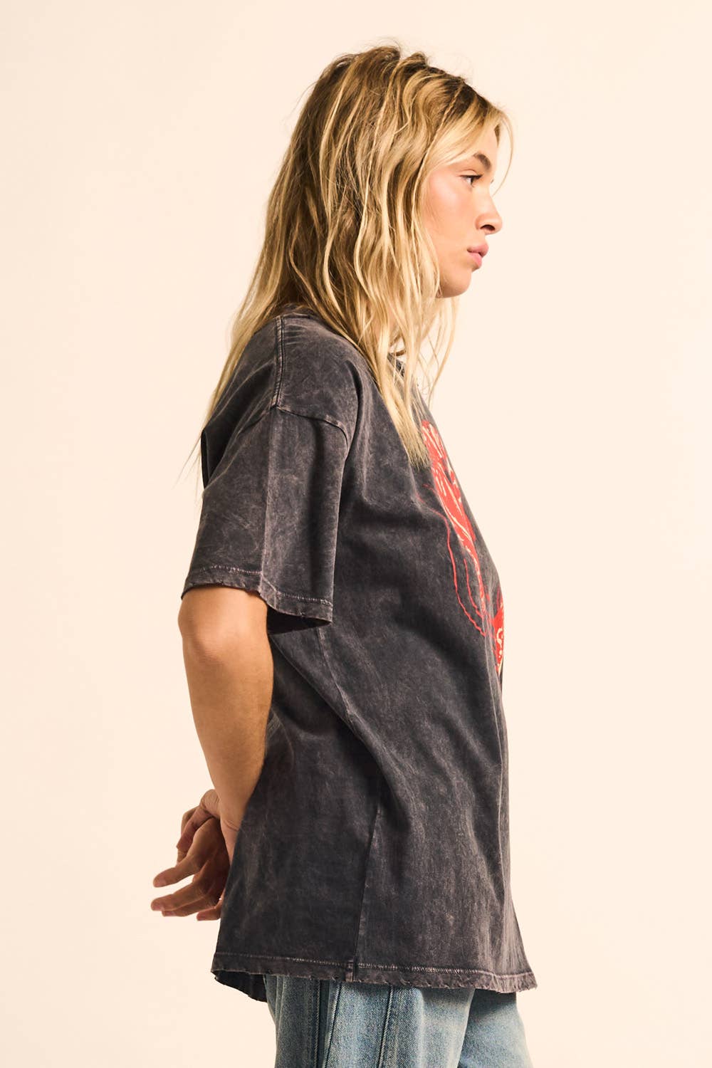 Crawfish Vintage-Wash Oversized Graphic Tee