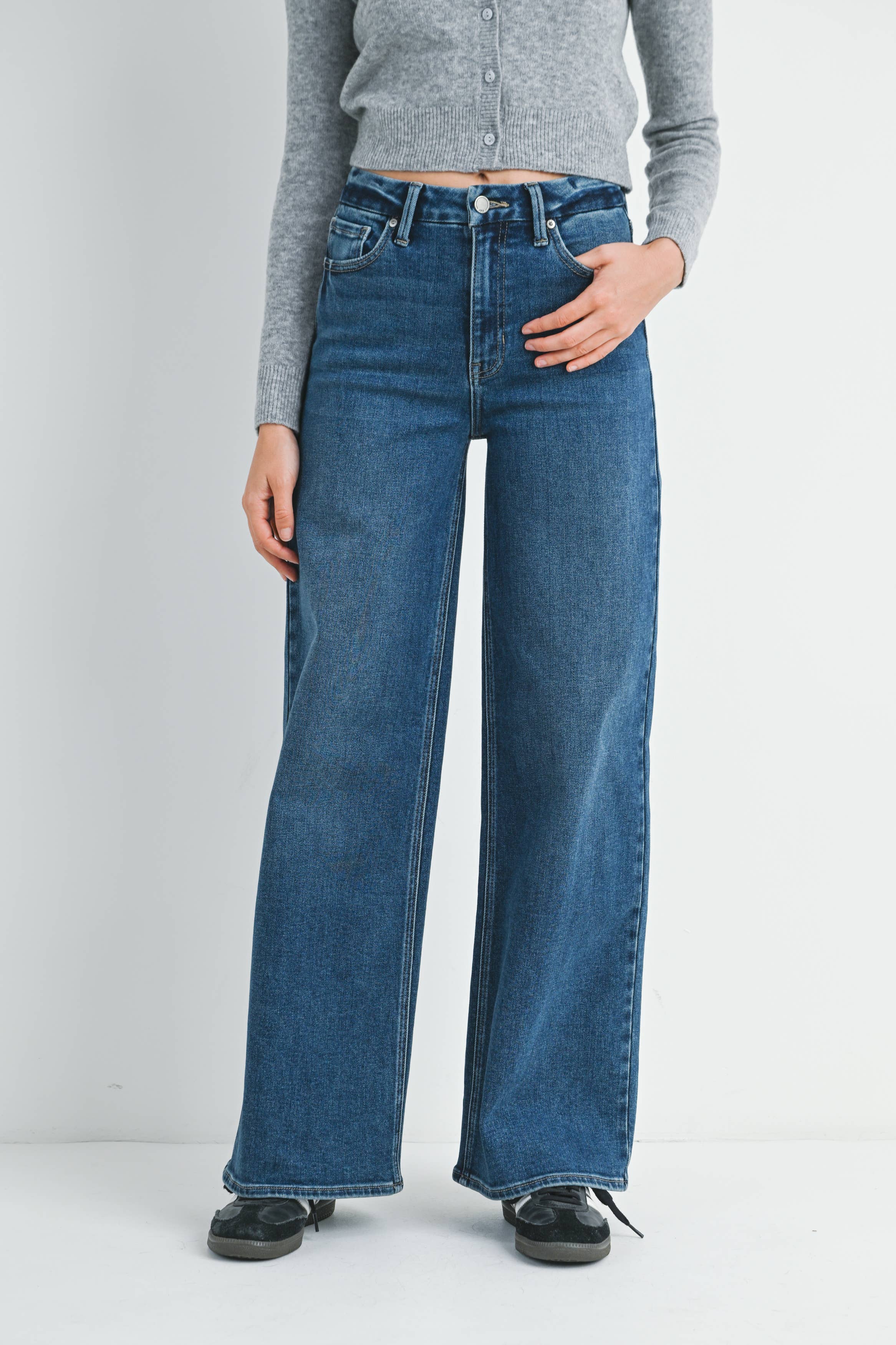 High Rise Palazzo Wide Leg Jeans
