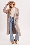Open Front Longline Fuzzy Knit Cardigan