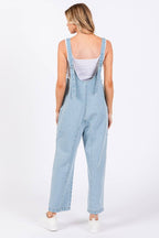Washed Denim Overall Jumpsuit