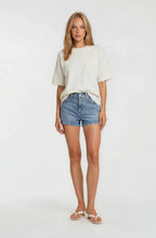 Crew Neck Short Sleeve Pocketed Scuba Top