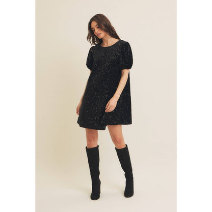 SEQUIN IN VELVET MINI DRESS [ multiple colors available ]