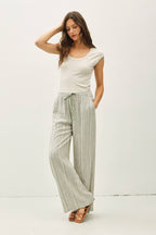 Striped Linen Wide Leg Pants – 29" Inseam - multiple colors available