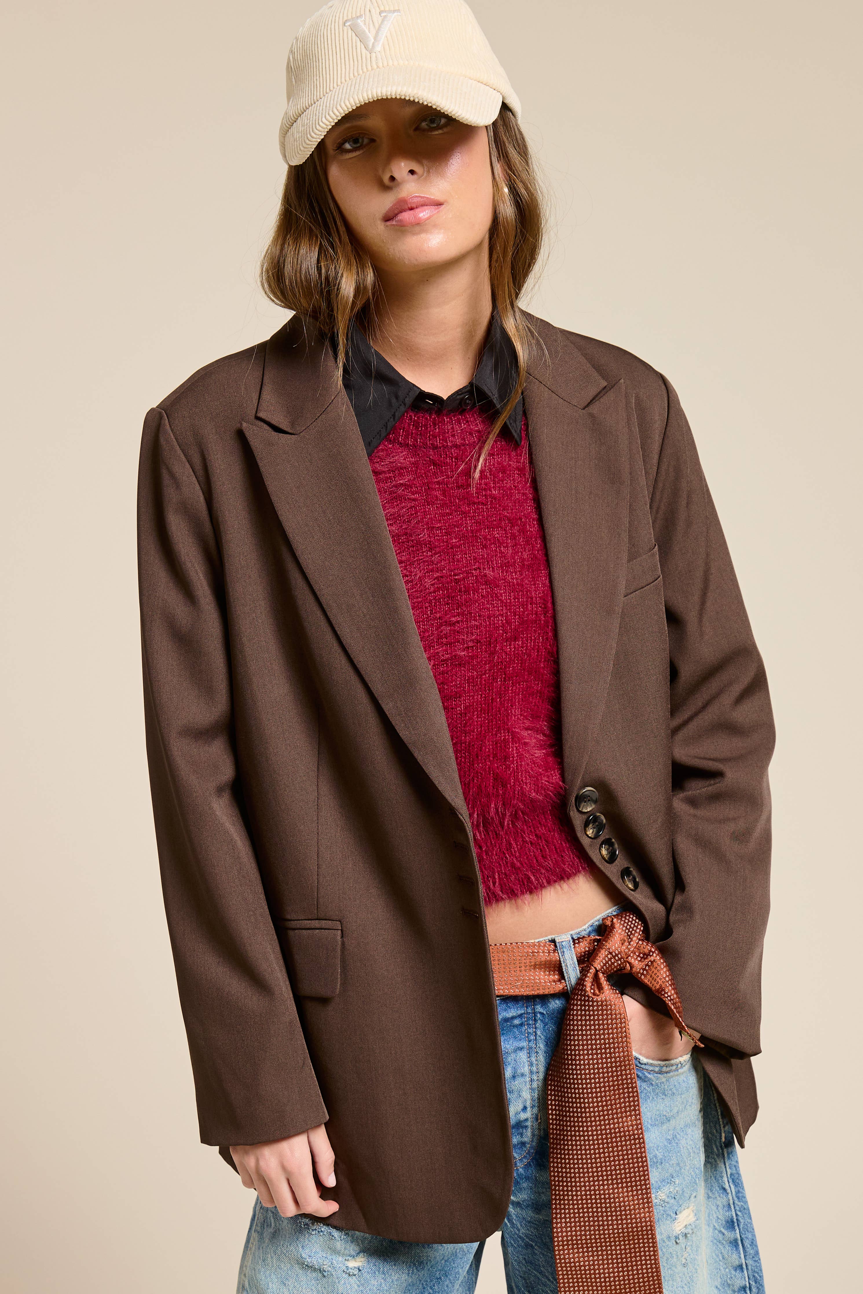 Adjustable Tie Back Blazer Jacket