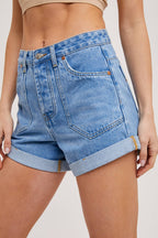 WESTERN POCKET DENIM SHORTS