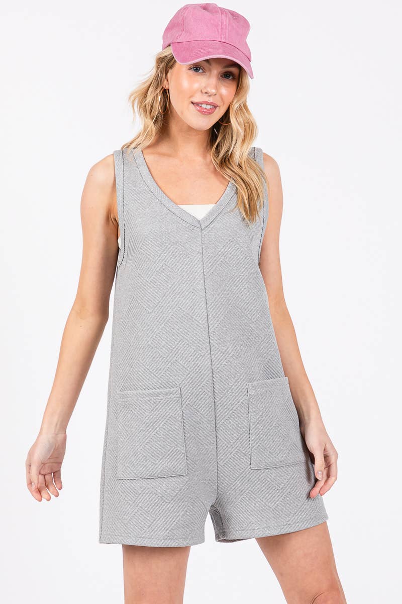 Textured Knit Overall Romper