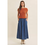 TIMELESS TEXTURED COTTON CABLE KNITTED SWEATER TOP