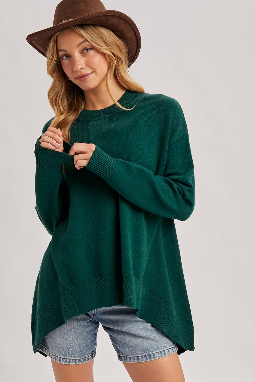 MOCK NECK TRAPEZE KNIT SWEATER