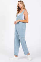 Washed Denim Overall Jumpsuit