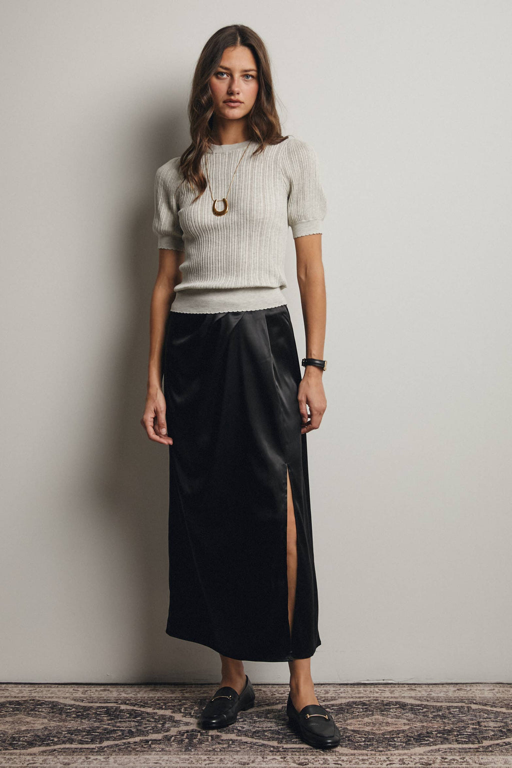 Textured Knit Puff Sleeve Top