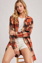 FLANNEL PLAID LONGLINE SHACKET
