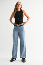 Slim Wide Leg Sweat Jean