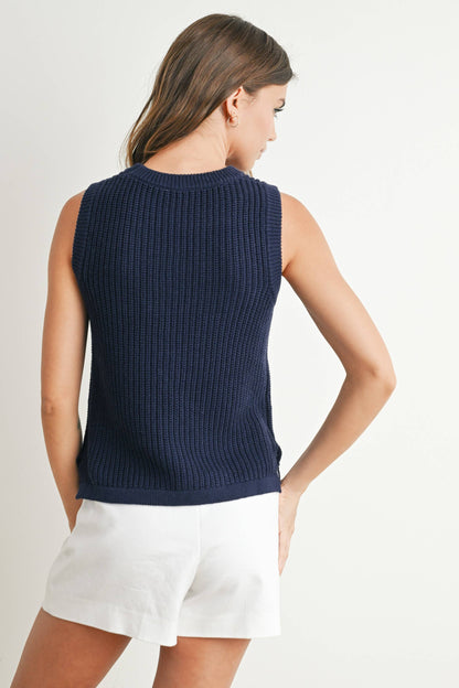 Flag Print Knitted Sleeveless Sweater