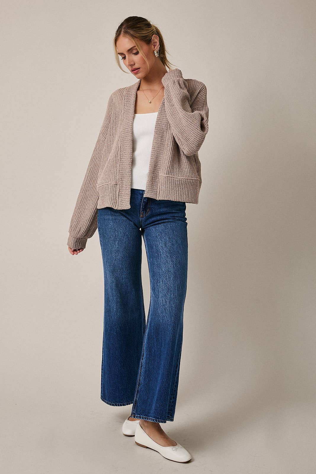 Long Sleeve Cropped Cardigan – Oatmeal