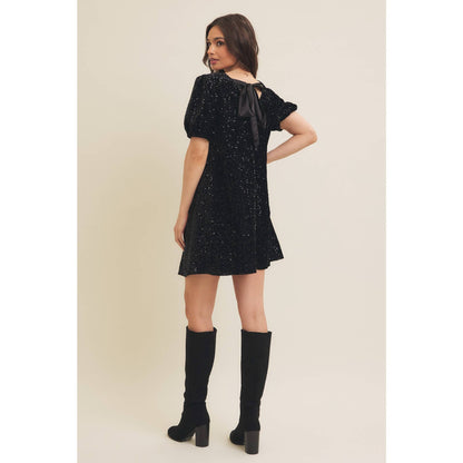 SEQUIN IN VELVET MINI DRESS [ multiple colors available ]