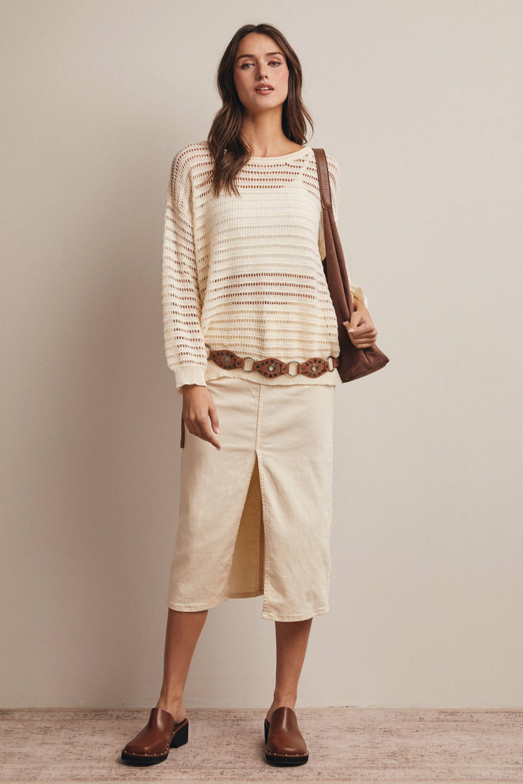 Striped sweater top - full length view