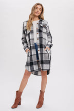 FLANNEL PLAID LONGLINE SHACKET