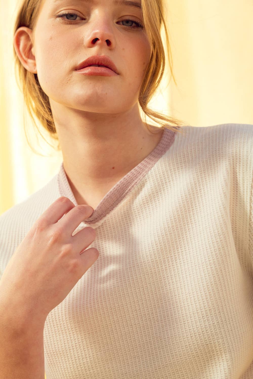 Color Combo Waffle Fabric Top ( two colors )