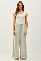 Striped Linen Wide Leg Pants – 29" Inseam - multiple colors available
