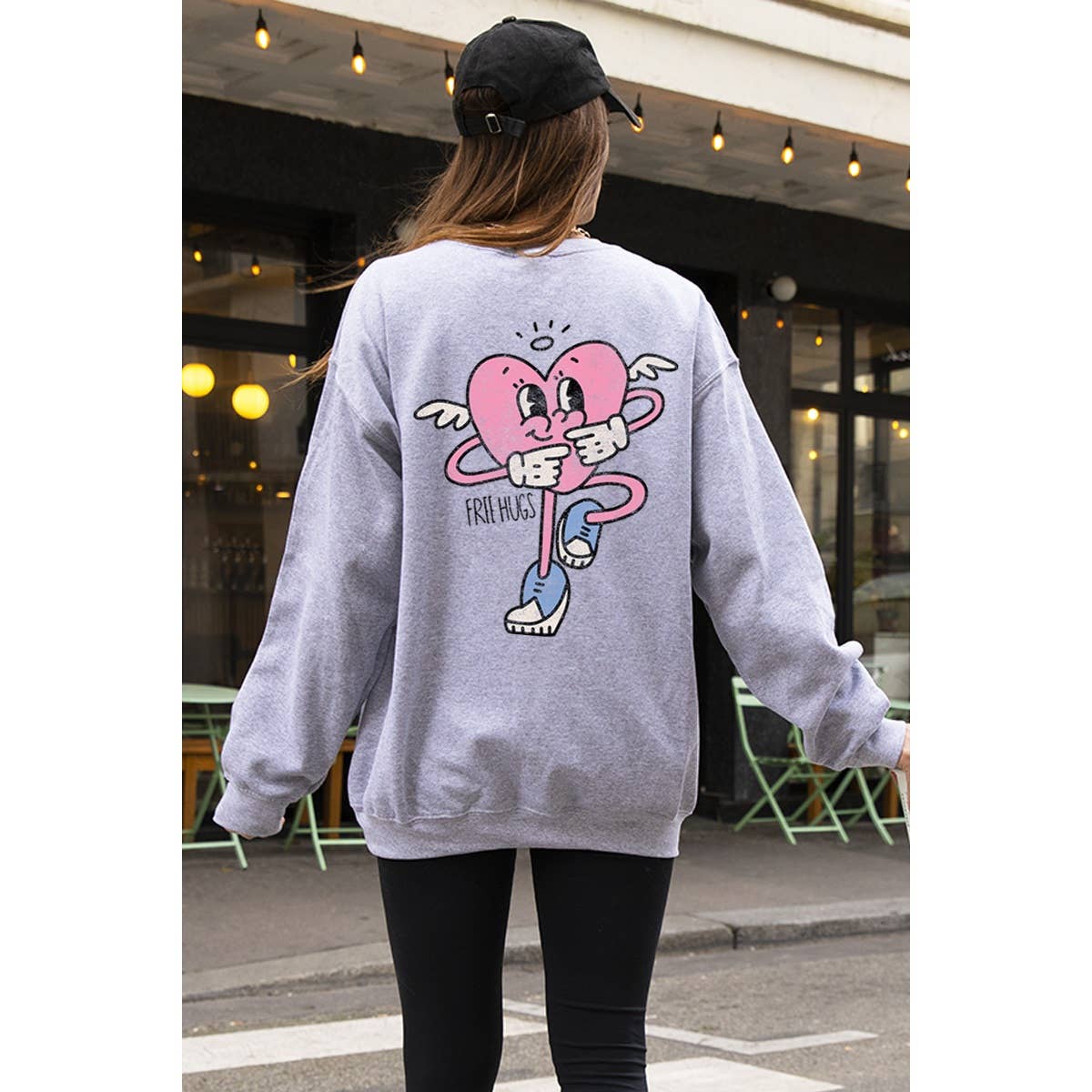 FREE HUGS VALENTINE GRAPHIC SWEATSHIRT