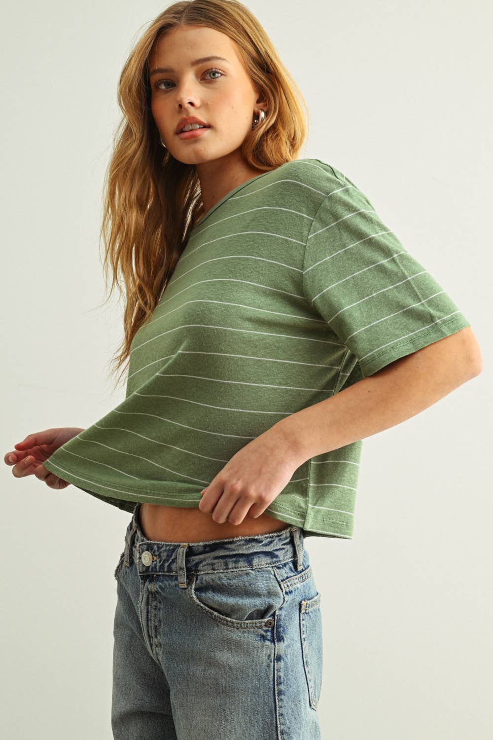Stripe Cotton Linen Top