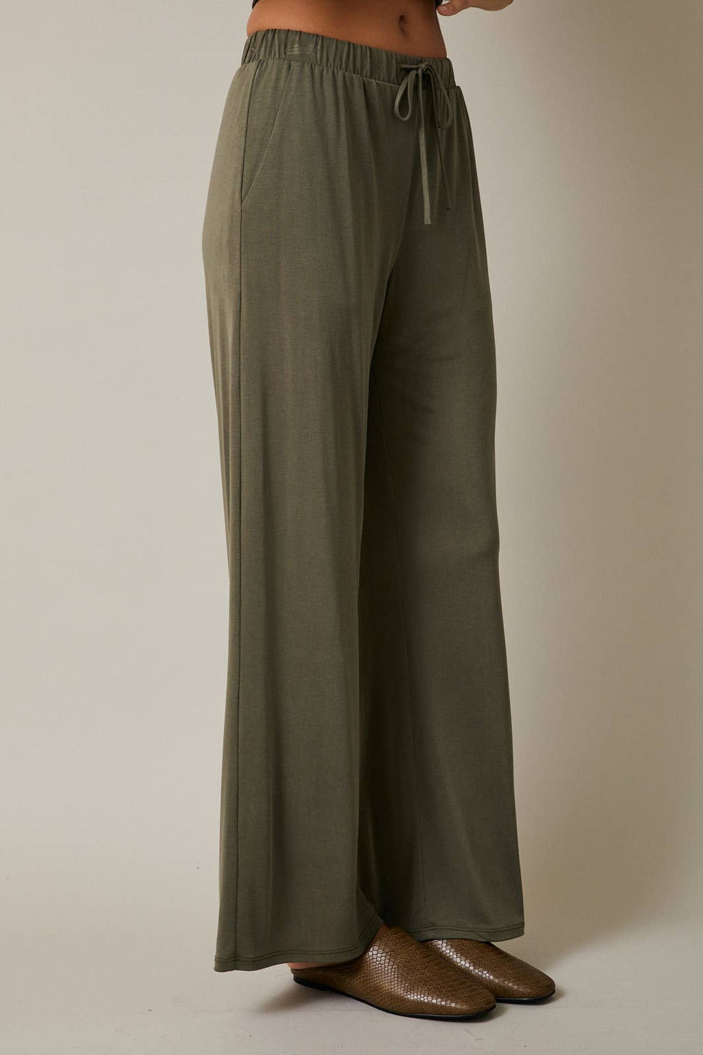 Elastic Waist Drawstring Wide Leg Pants - Flowy Palazzo Pants