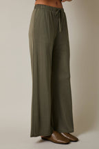 Elastic Waist Drawstring Wide Leg Pants - Flowy Palazzo Pants