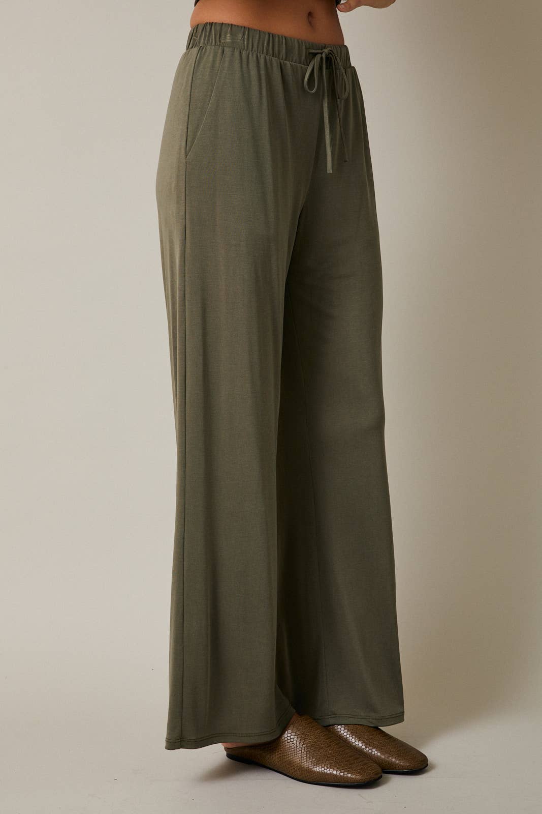 Elastic Waist Drawstring Wide Leg Pants - Flowy Palazzo Pants