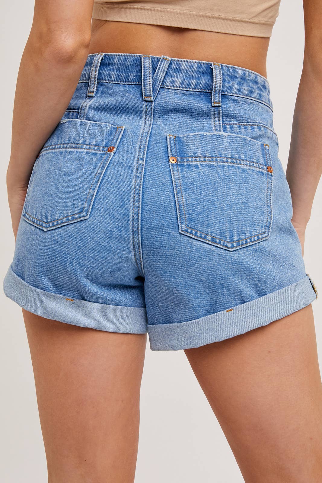 WESTERN POCKET DENIM SHORTS