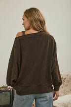 Tiered Sleeve Exposed Seam Knit Top – Dark Brown