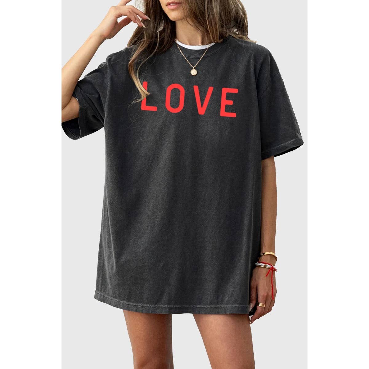 LOVE OVERSIZED MINERAL GRAPHIC TEE