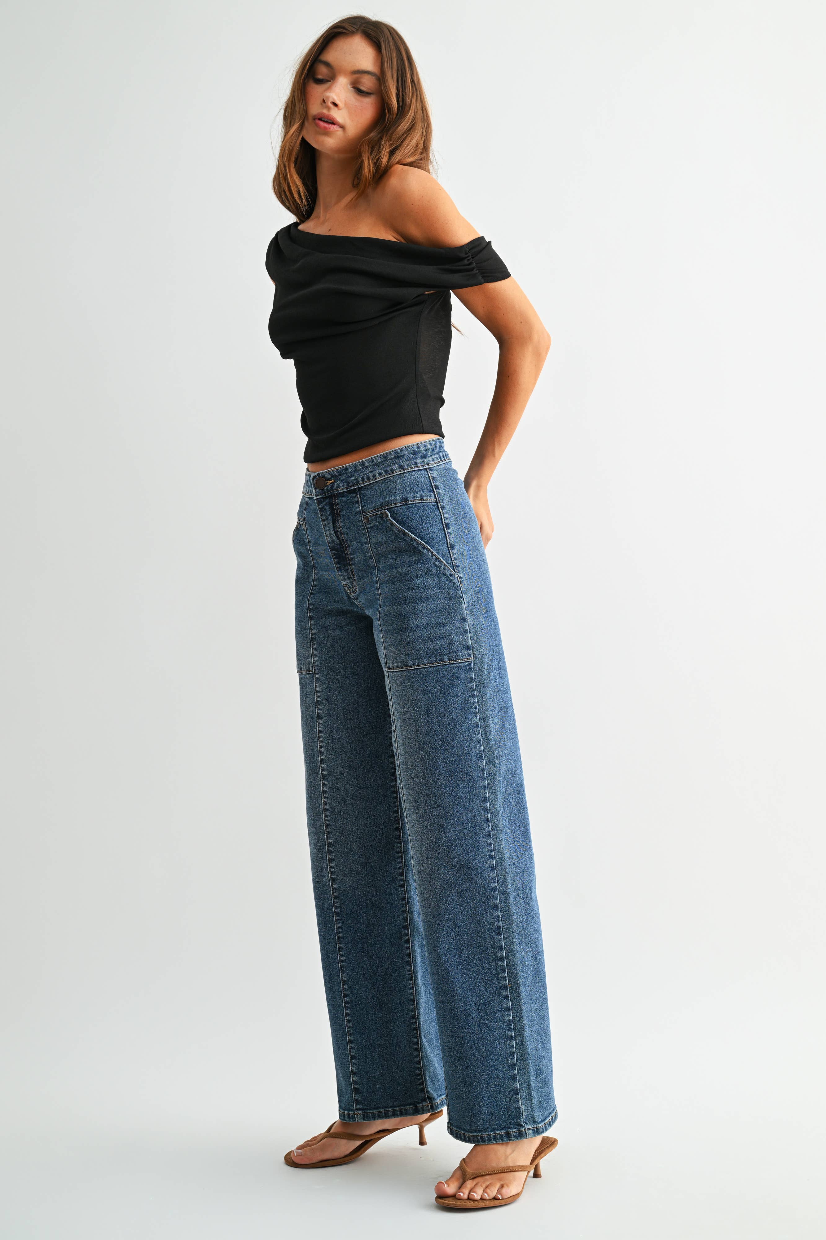 Pork Chop Pocket Straight Jeans – Medium Denim