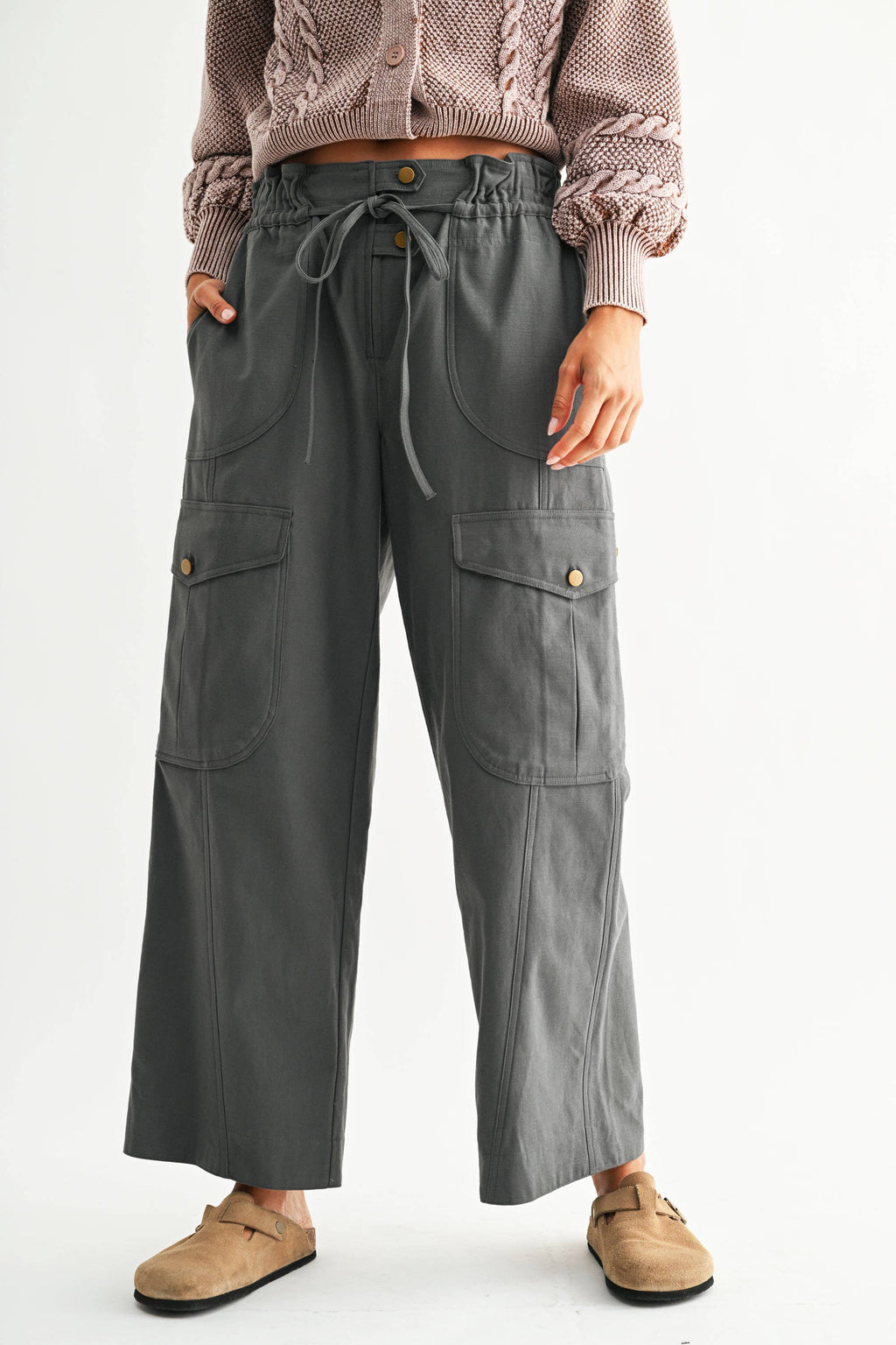 Wide-Leg Cargo Utility Trousers