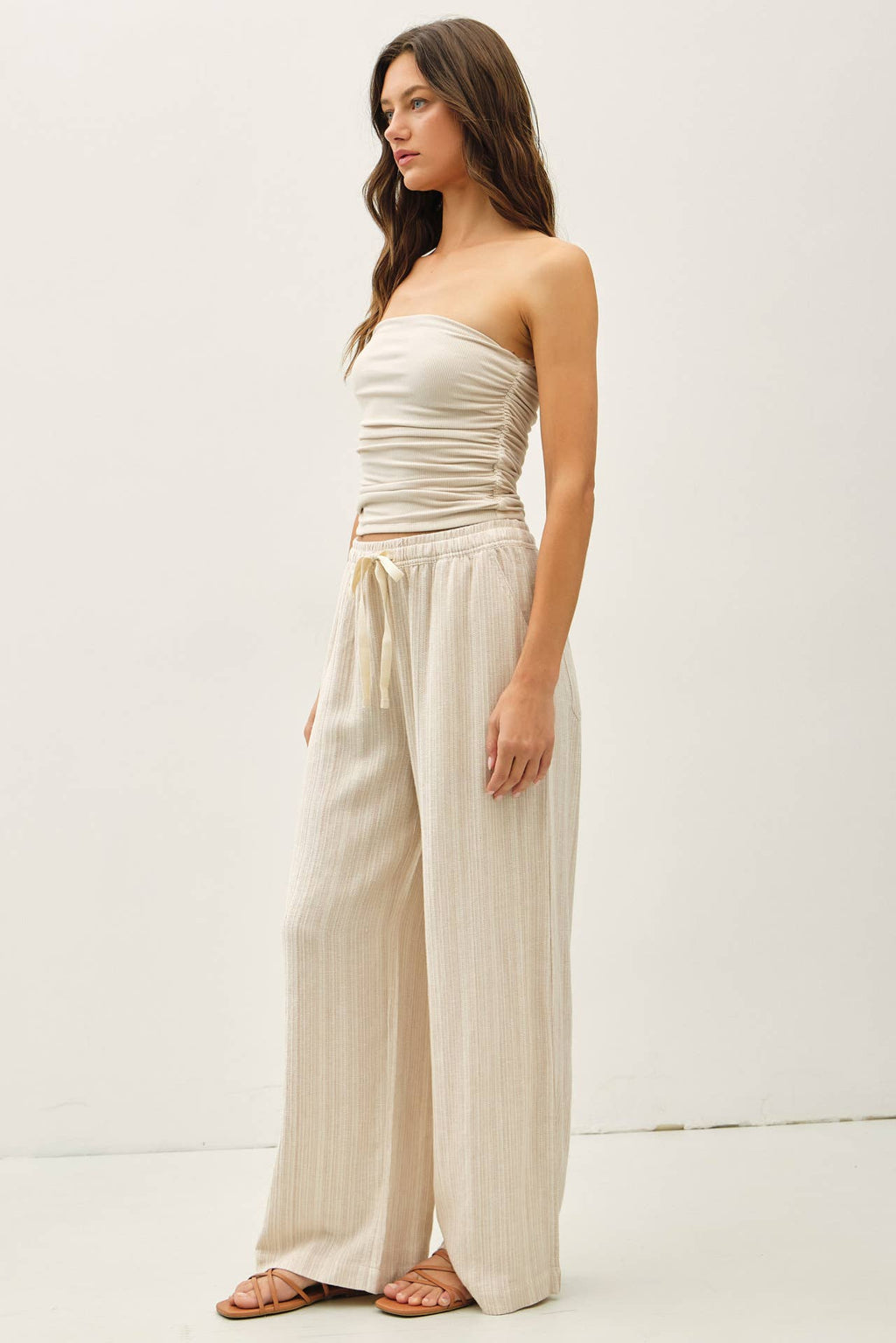 Striped Linen Wide Leg Pants – 29" Inseam - multiple colors available